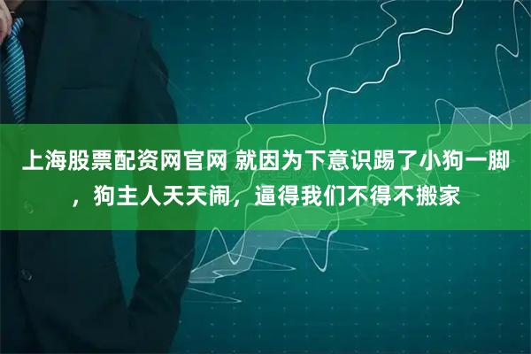 上海股票配资网官网 就因为下意识踢了小狗一脚，狗主人天天闹，逼得我们不得不搬家